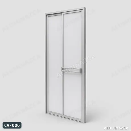 Cabina de baño corrediza en acrílico blanco, marco aluminio natural – CA-006 | Aluminazca Medellín