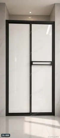 Cabina de baño corrediza en acrílico blanco, marco negro – CA-009 | Aluminazca Medellín