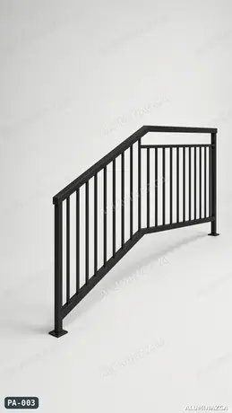 Pasamanos en hierro negro con balaustres verticales para escalera – código PA-003