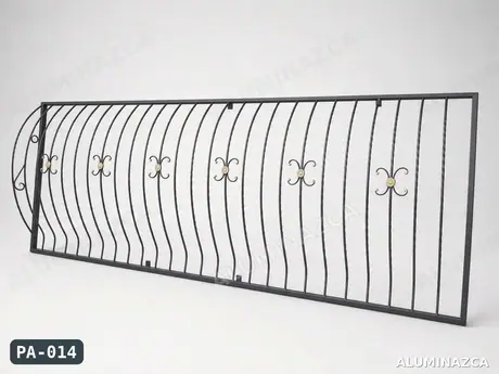 Barandal en hierro forjado curvo con motivos decorativos – PA-014 | Aluminazca Medellín