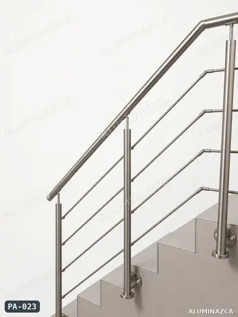 Pasamanos en acero inoxidable con tubos horizontales para escalera – PA-023 | Aluminazca Medellín