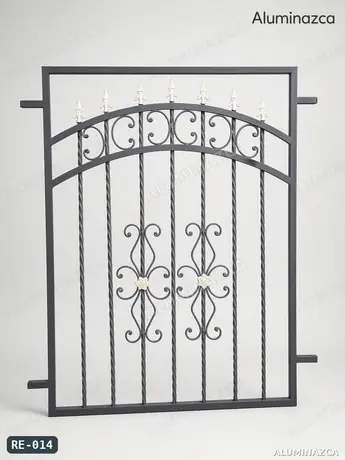 Reja de ventana en arco, hierro forjado negro con espirales – RE-014 | Aluminazca Medellín