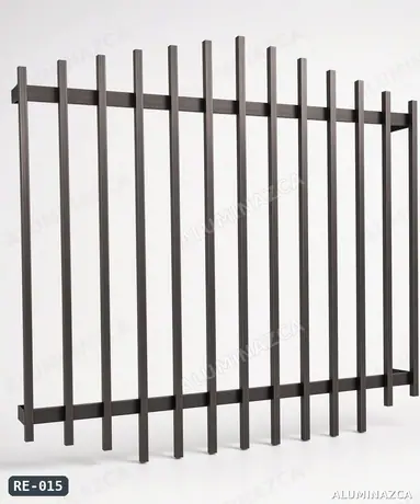 Reja de ventana sencilla con barrotes verticales café – RE-015 | Aluminazca Medellín
