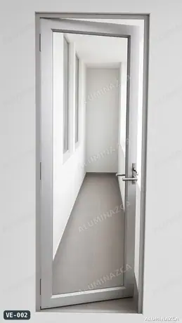 Puerta ventana batiente en aluminio blanco con vidrio – código VE-002