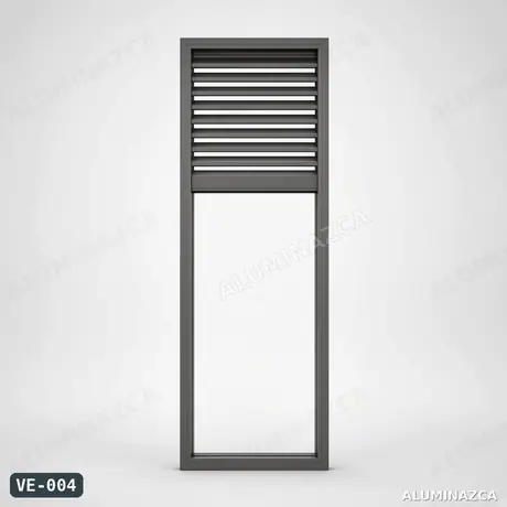 Ventana de persiana y vidrio fijo en aluminio negro – código VE-004