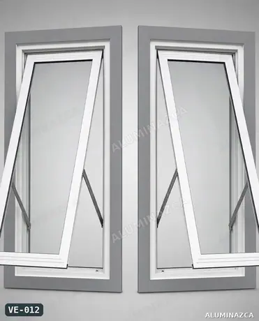 Ventana proyectante en aluminio blanco, 2 hojas – VE-012 | Aluminazca Medellín